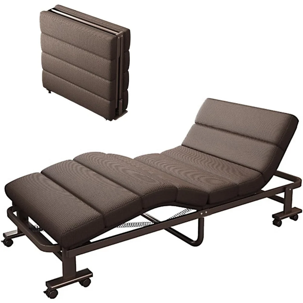 

Portable Folding Bed for Adults - Metal Multi-Functional Bed with 4 Adjustable Waist & Leg Heights - Ideal for Guest Rooms