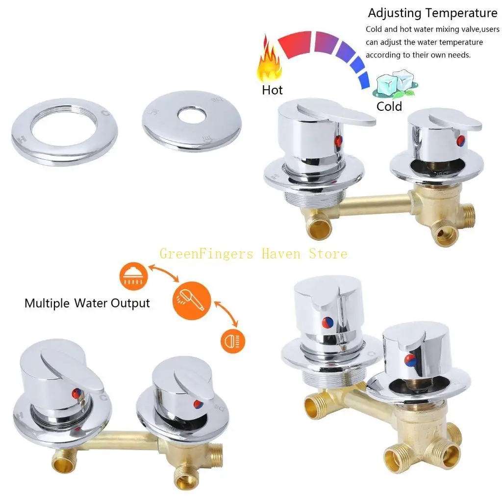 F68D Brass Dual Mixing for Valve Water Outlet Thread Screw 3 Way For Kitchen