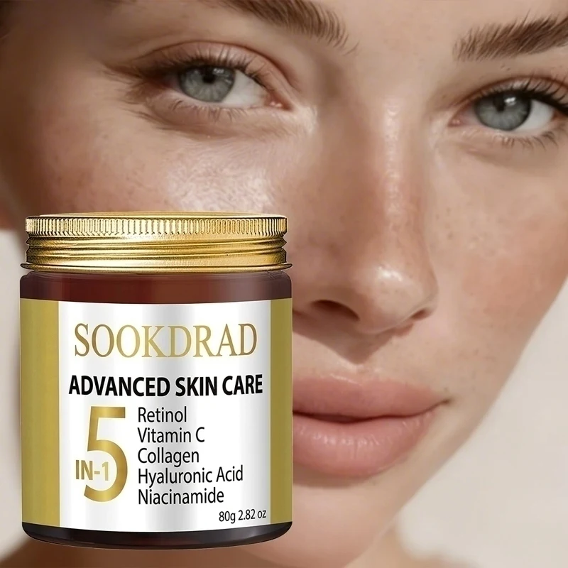 5-in-1 Skincare Cream with Collagen, Retinol, Vitamin C, Hyaluronic Acid, Niacinamide, 80g, All Skin, Daily Vitality Care