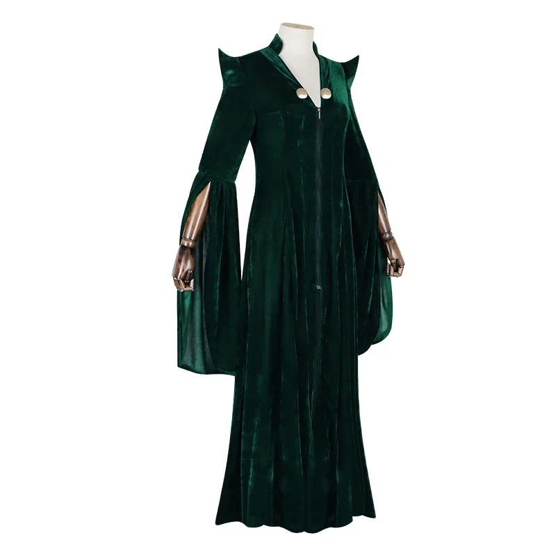 Women Professor Minerva McGonagall Cosplay Costume Dark Green Cloak Trench Dress Wizard Hat Halloween Costume