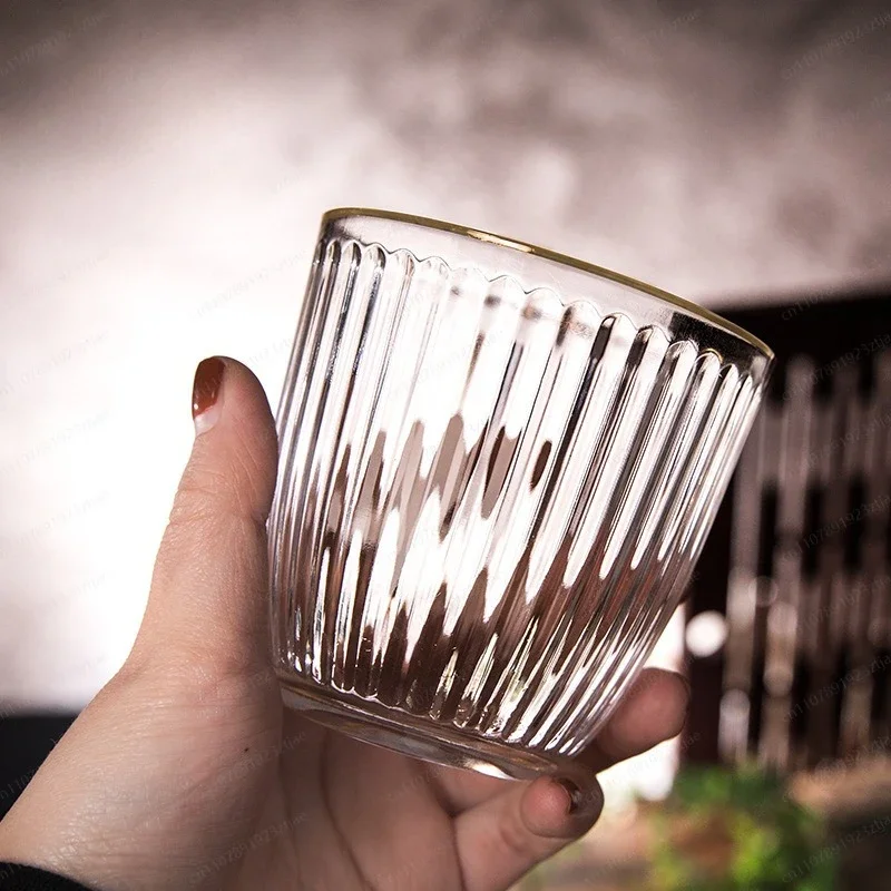 Inner striped coffee cup Vertical striped glass Household transparent water cup Juice milk Breakfast cup