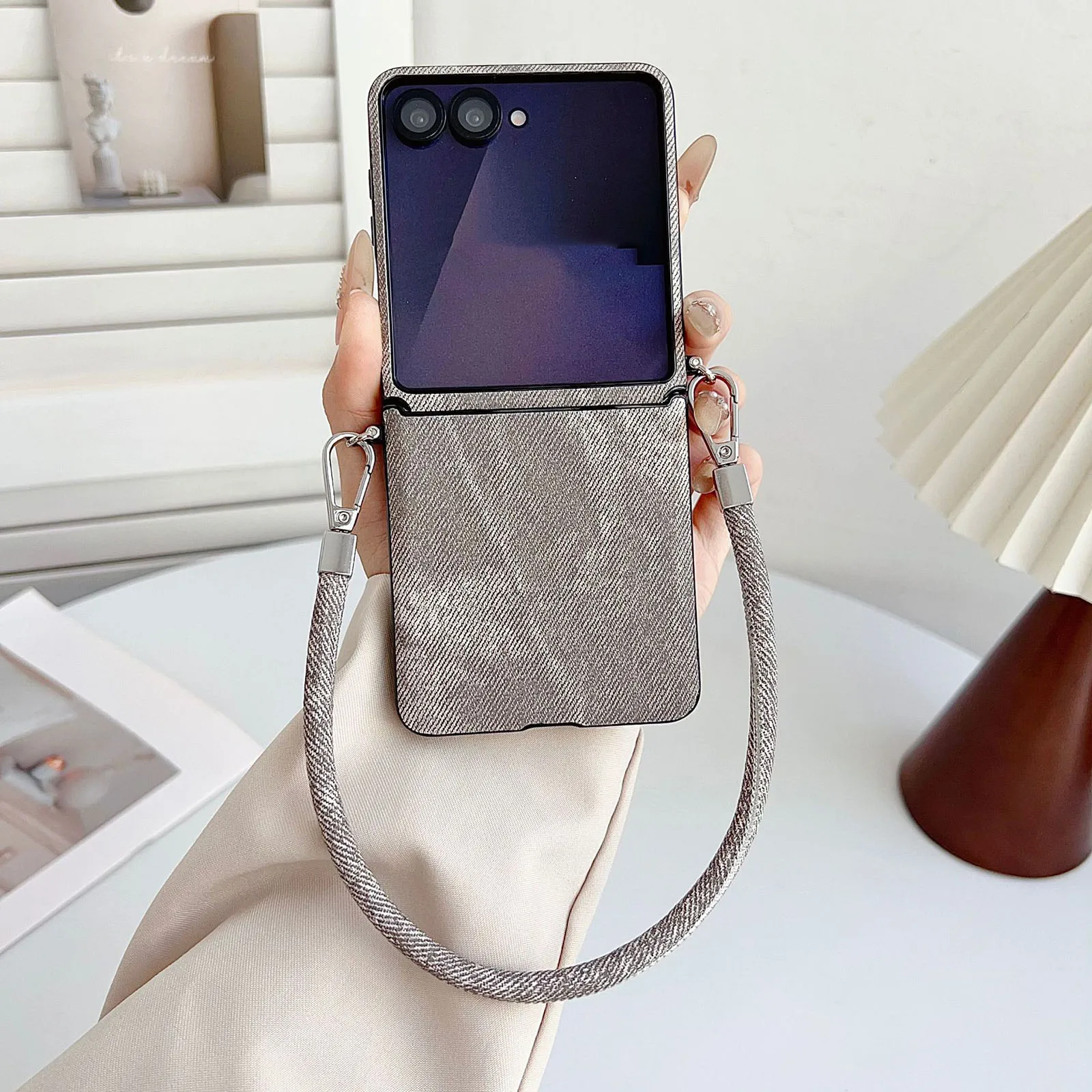 

for Samsung Galaxy Z Flip 7 Phone Case,Leather Ultra Thin Slim Durable Non-Slip Crossbody Phone Case Protective Cover