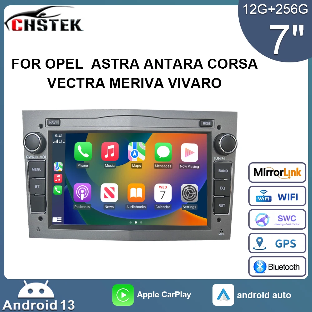 CHSTEK Car Radio Audio Carplay for Opel Astra Vauxhall Vectra Antara Corsa Combo 2004-2011 Navigation Player Android 13 GPS WiFi