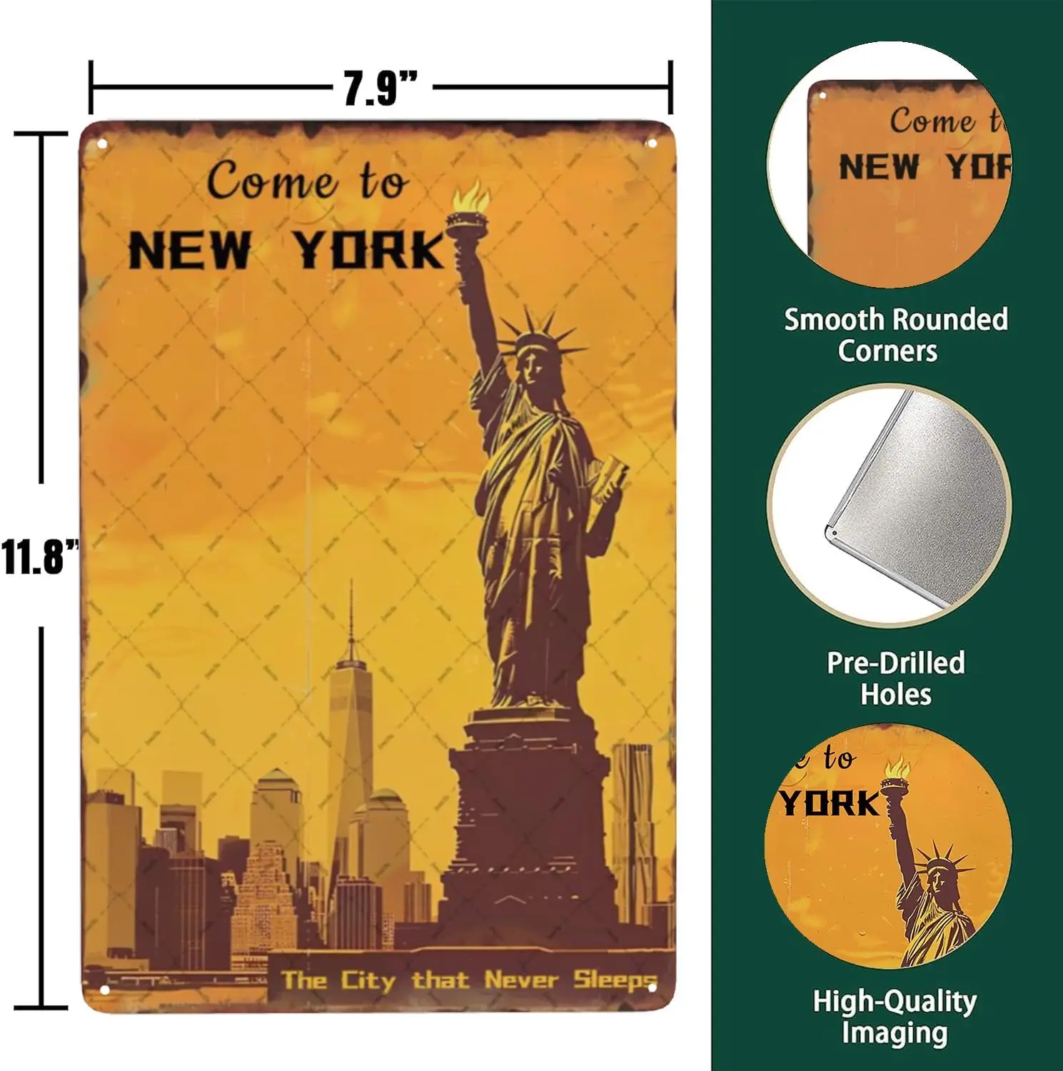 Travel To New York Tin Sign Statue Of Liberty Metal Signs The Sunny Signs Travel Poster New York Poster For Office Home Bars