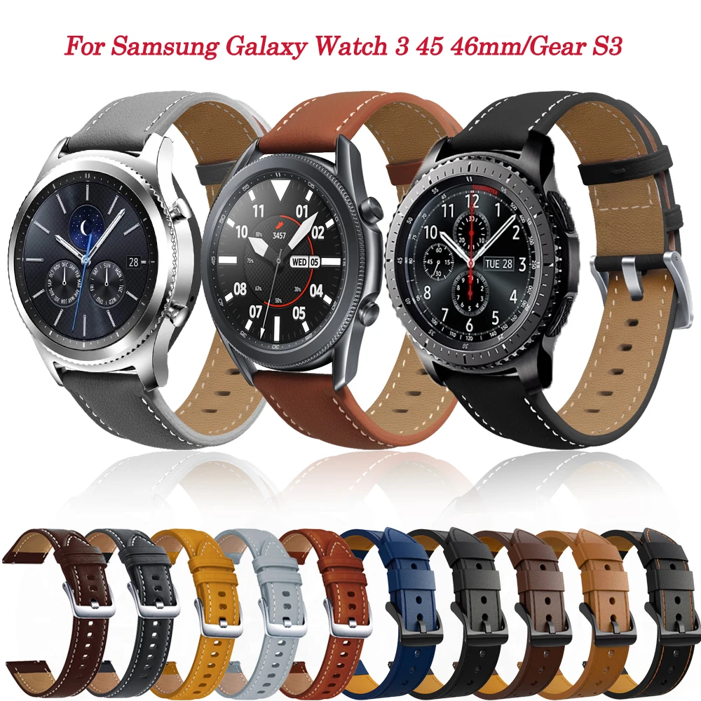 For Samsung Galaxy Watch 3 41mm 45mm Belt 22mm Genuine Leather Bracelet Watchbands Wristband For Gear S3 Frontier/Classic Strap