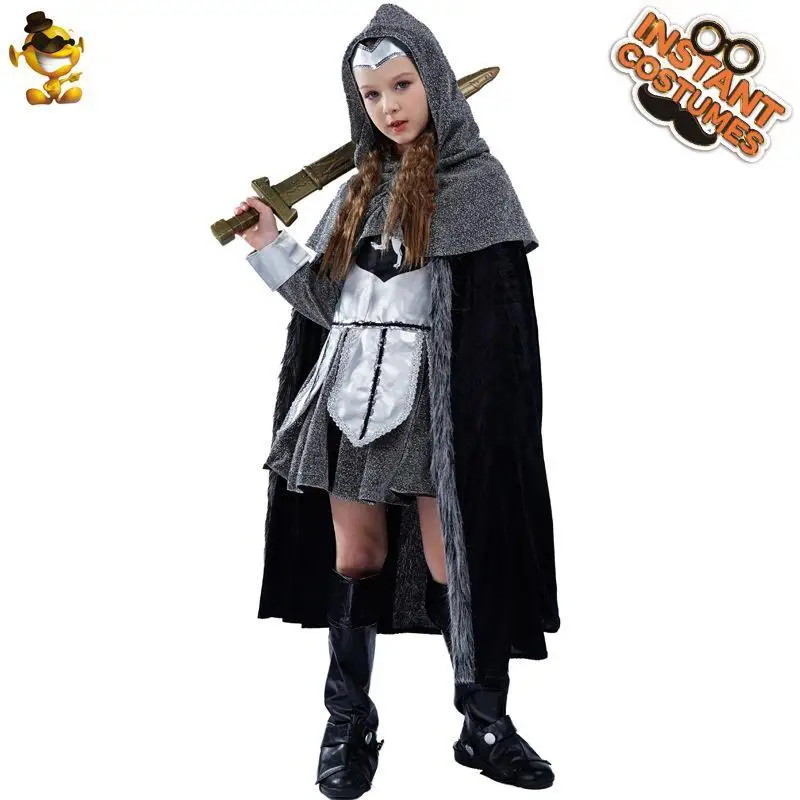 

Наряд рыцаря для маленькой девочки, костюм для выступлений на Хэллоуин, сценический костюм, одежда для косплея, материал из искусственной кожи, КТВ Dr