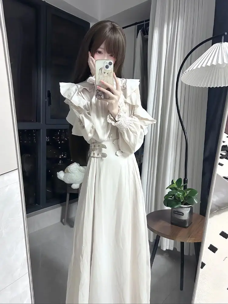 

Bow Trumpet Long Sleeved Japanese Lolita Dress Vestidos Elegantes Para Mujer Women Harajuku Gothic Vintage Sweet Casual