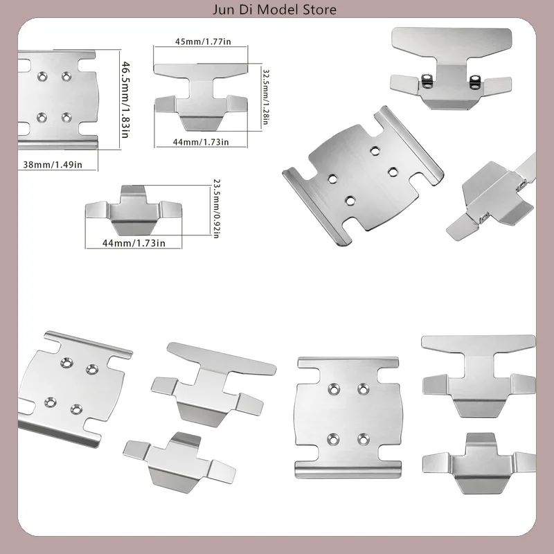 MJX 1/18 H18P RC Car Metal Upgrade 304 Stainless Steel Mirror Finish Chassis Skid Plate Spare Parts