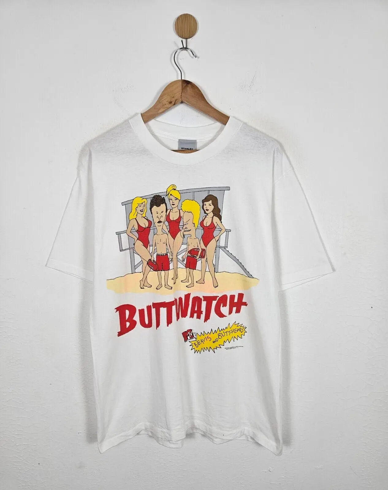 Vintage 90S 1996 Beavis And Butthead Baywatch Shirt Size L