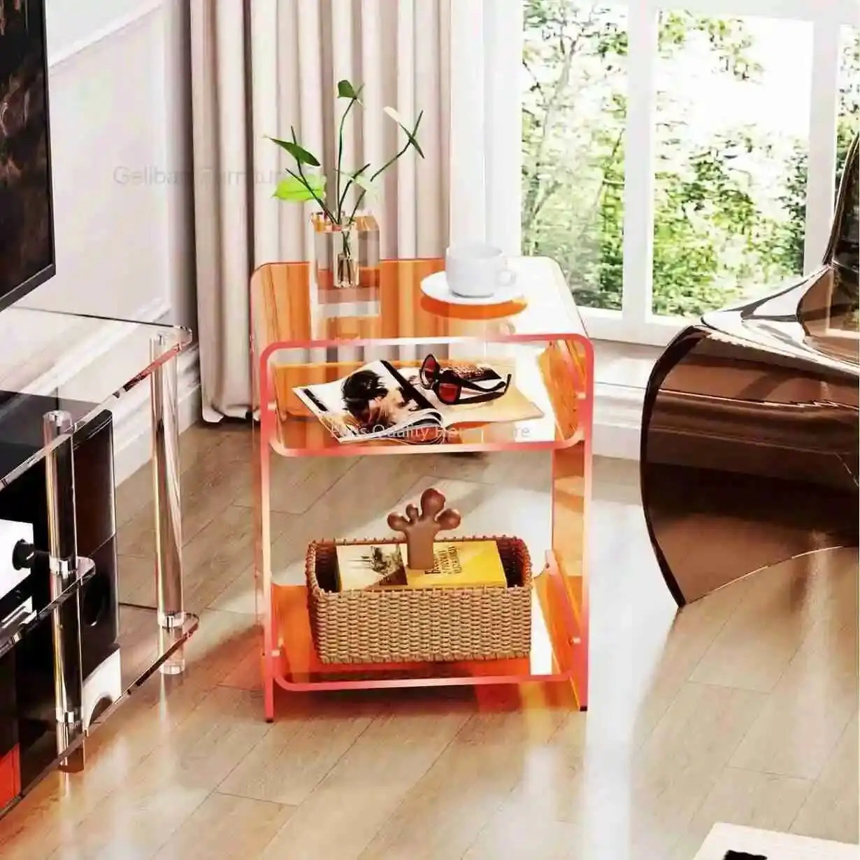 

Acrylic Creative Sofa Side Living Room Floor Corner Side Cabinet Small Coffee Table Decoration