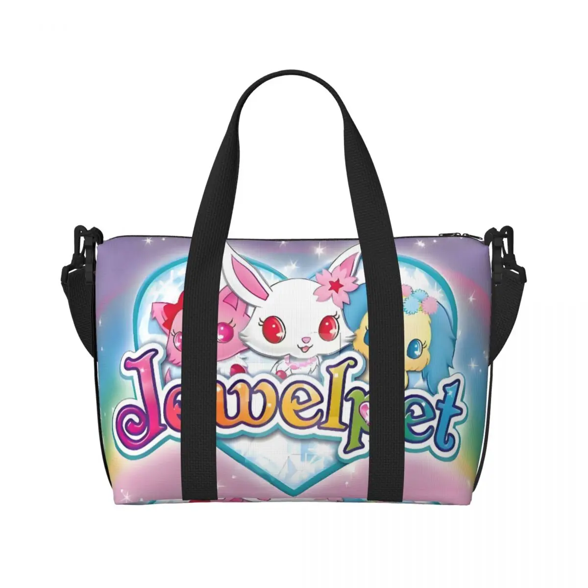 

Женская большая сумка-тоут в стиле аниме Sanrio Jewelpet, большая вместительная милая пляжная дорожная сумка с героями мультфильмов для спортзала
