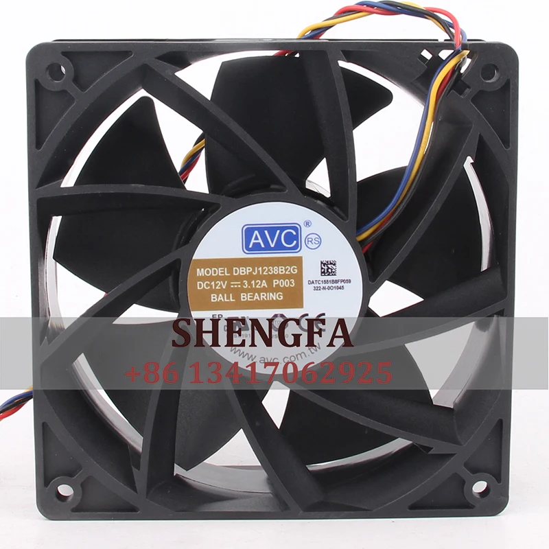 AVC Case Fan Dual Ball Bearing DBPJ1238B2G 120*120*38MM 12V 3.12A 12038 4-Wire PWM Temperature Control Large Airflow Cooling Fan