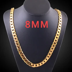 KCRLP 40-60CM 925 Sterling Silver 18K gold Color 8MM Necklaces sideways chain for Men woman fine Jewelrys Wedding party