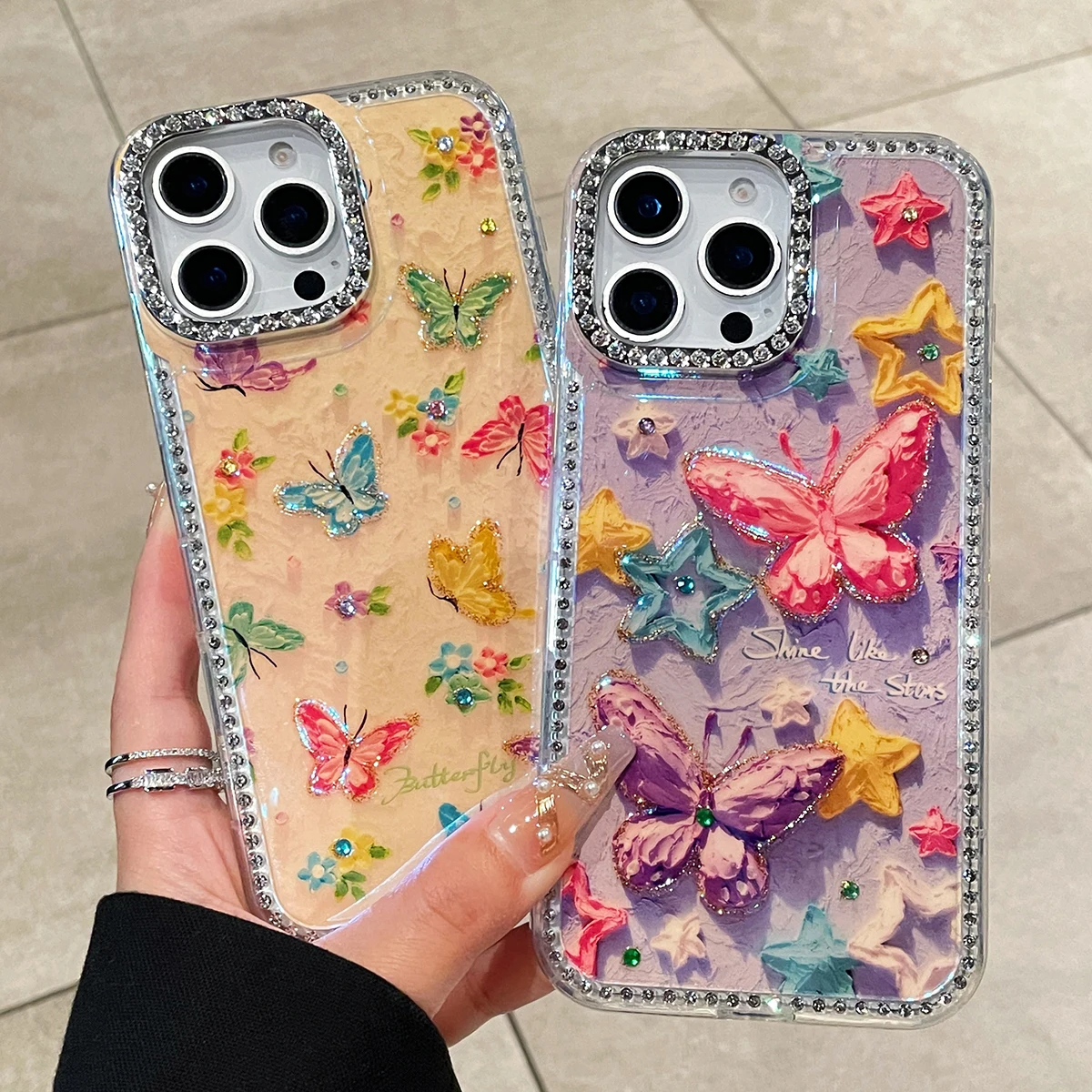 

Luxury Colourful Butterfly Glitter Laser Phone Case for IPhone 16 15 14 13 Pro Max 16Pro Diamond Lovely Shockproof Back Cover