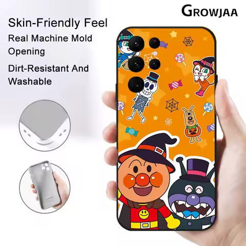 Fashion A-Anpanman Bread Phone Case for Samsung Galaxy S24 Ultra S22 S23 Ultra S21 S20 5G Shockproof Protective Silicone Funda