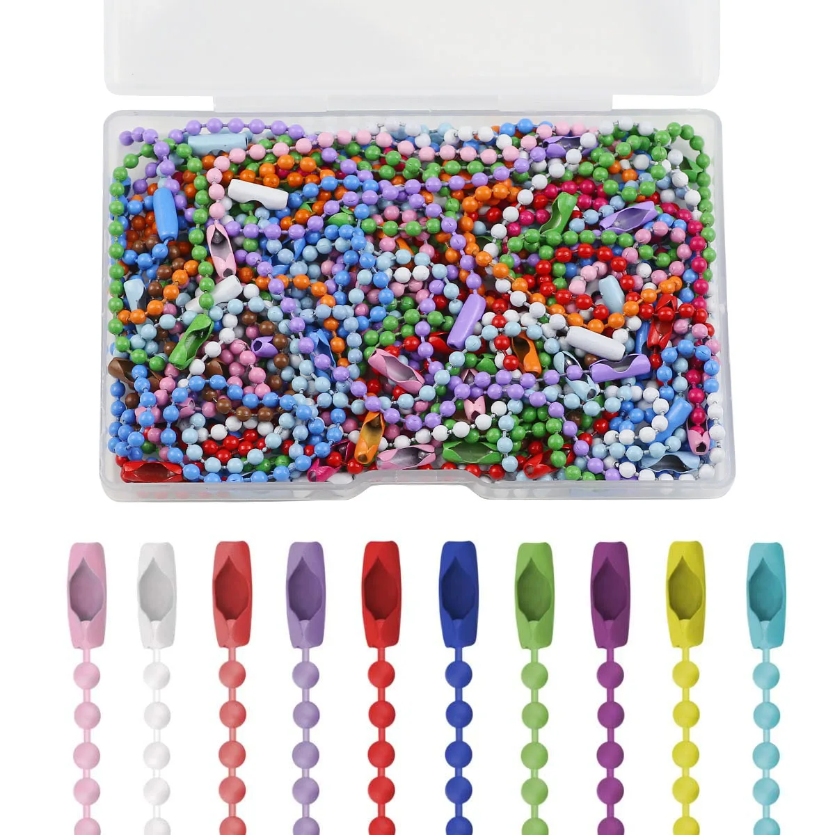 

80/160pcs/Box 10cm Iron Colorful Ball Bead Chain Fits KeyRing Key Chain Dolls Label Hand Tag Connector DIY Jewelry Making