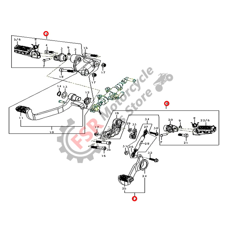 GV300S AQUILA Front Footpeg Assy (Includes Shift Lever Bracket Rubber Pad) FOR HYOSUNG MOTO 43501KH9100 43502KH9100 25600KG7201
