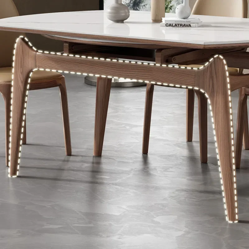 Mesa de comedor ovalada blanca, diseño de mármol nórdico, resistente al calor, minimalista, muebles de cocina
