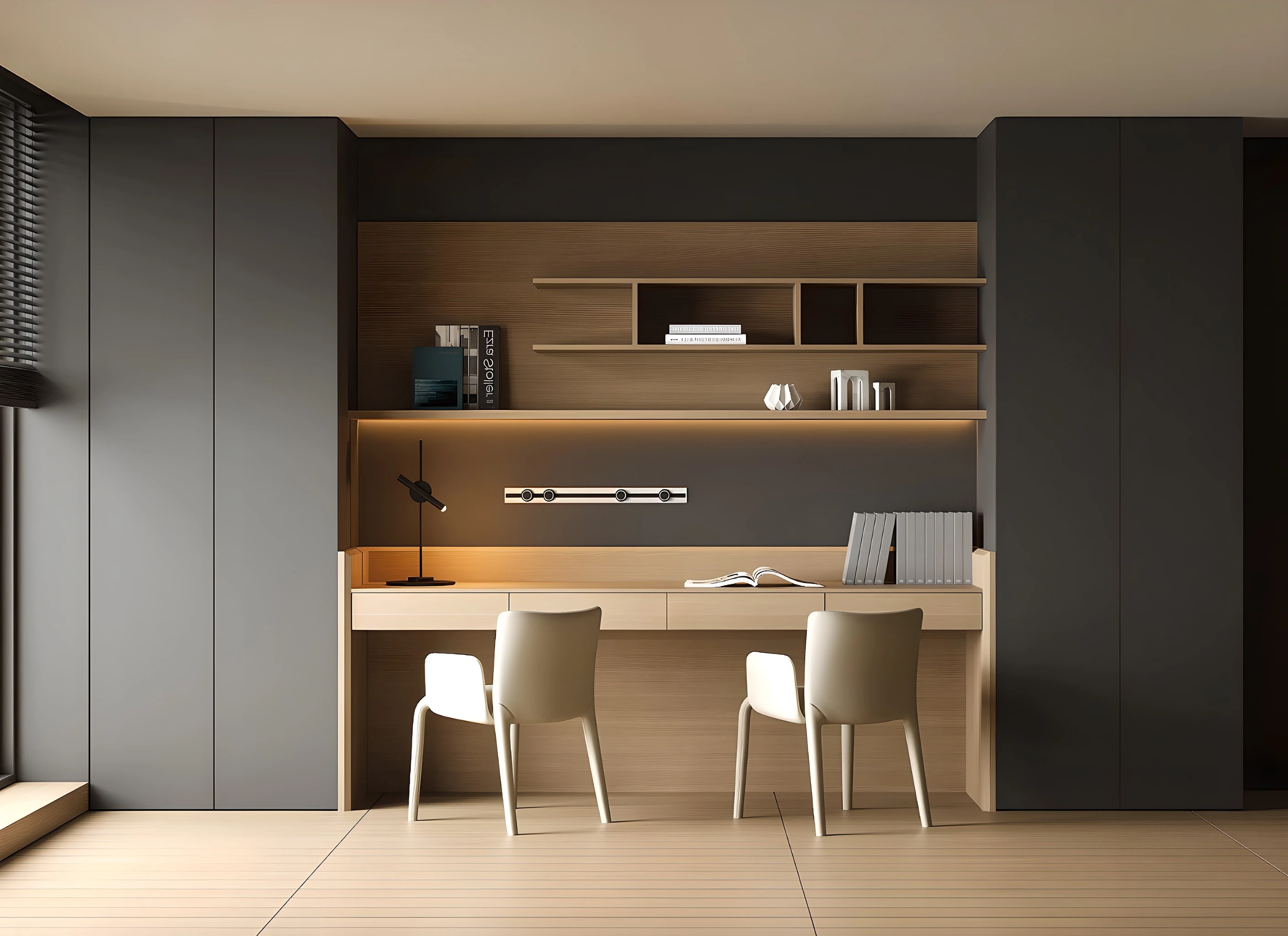 Premium Solid Wood Bespoke Bookcase Writing Desk for Home Study Villa Interior Furnishing