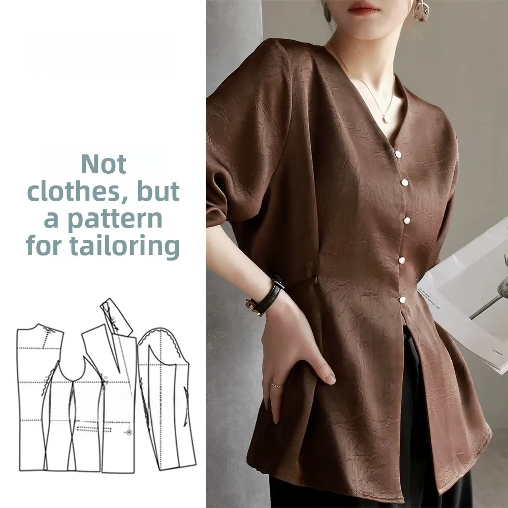 

Elegant Long Sleeve V-Neck Women's Shirt Pattern Autumn New Style Tailoring Diagram for Businesswear School Uniforms Customiz...