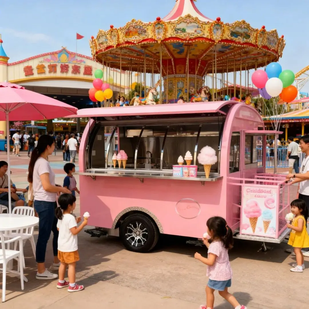 

Outdoor Food Trailer with Soft and Eye-Catching Pink Appearance