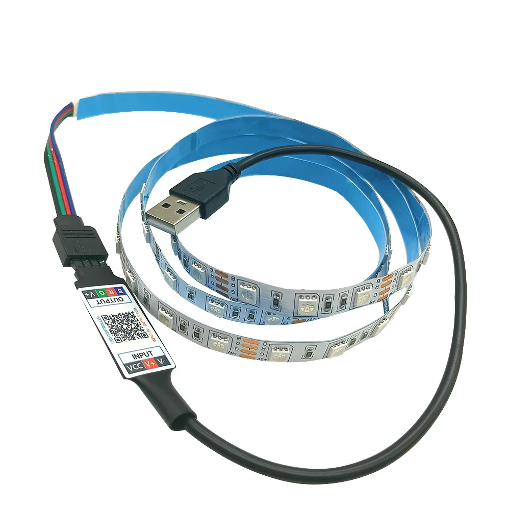 5V USB LED Strip RGB Light 5050 24key / 44key Remote Control Kit USB Power Waterproof Flexible Led Tape Adhesive TV Backlights