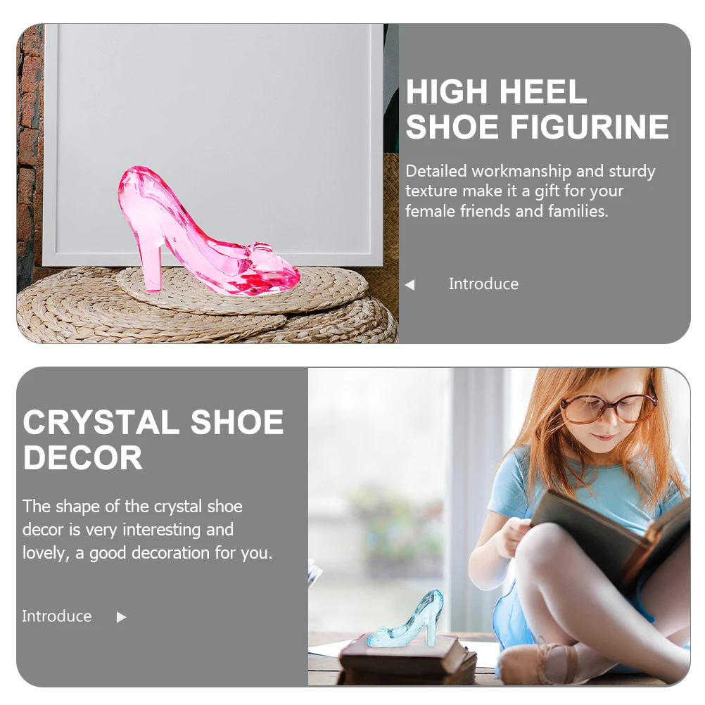 

2 Pcs High Heels Ornaments Decors Statue Shoe Desktop Decorative Acrylic Figurine Crystal Women's Mini