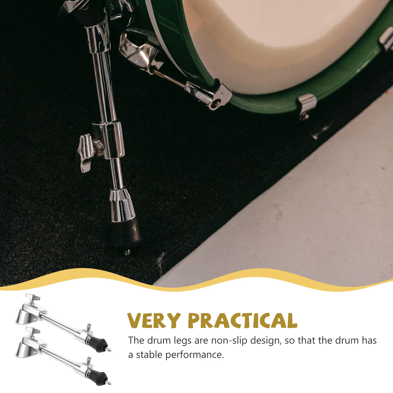 

2 Pcs Floor Drum Support Legs Accessories Feet Percussion High Quality Parts Silver Bass