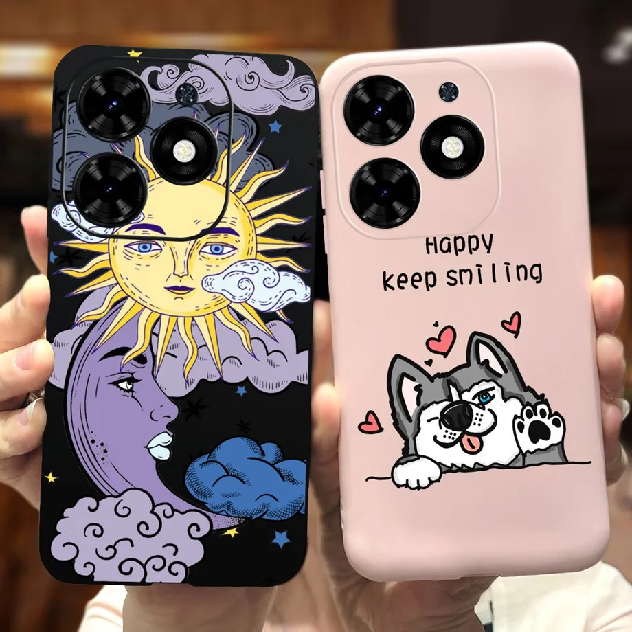 For ITEL A70 A60 A60s Case Soft Silicone Fashion Protective Cover Cow Print Sun Moon Bumper ITELA70 ITELA60s Camera Protection