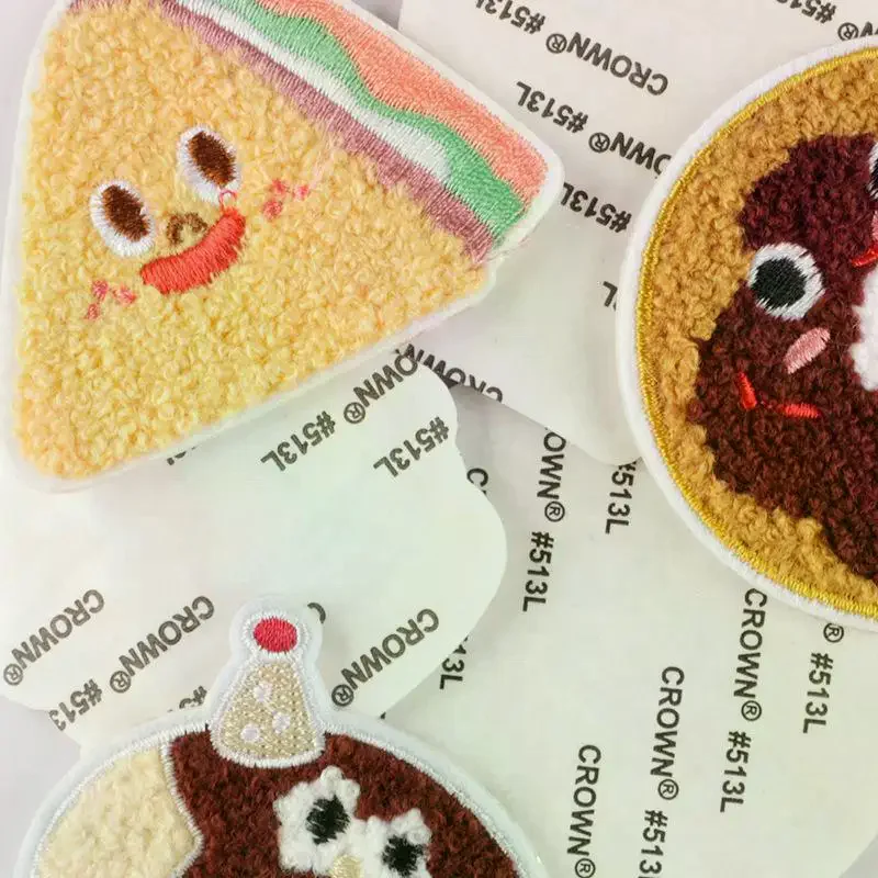 

Self Adhesive Biscuits French Frie Patch For Clothing Iron On Embroidered Fabric Badge Patch DIY Apparel Accessories