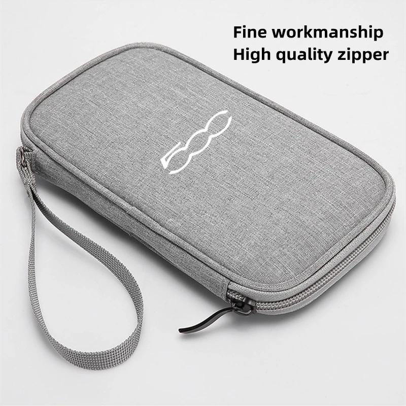 Portable car keychain driver\'s license Earphone Bag Coin Purse USB Cable Case Storage BoxFor Fiat 500 500x 500l panda TIPO punt