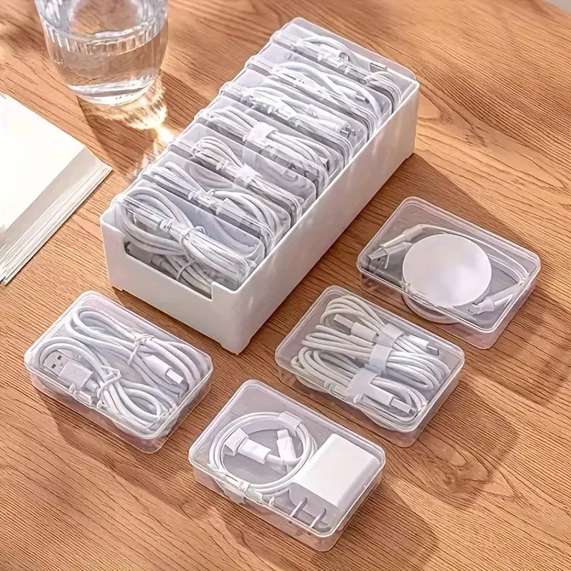 7 Small Box 1 Large Cable Set Durable Plastic Daily Office Supplies Sundries Charging Cord & Mobile Device Management Storage