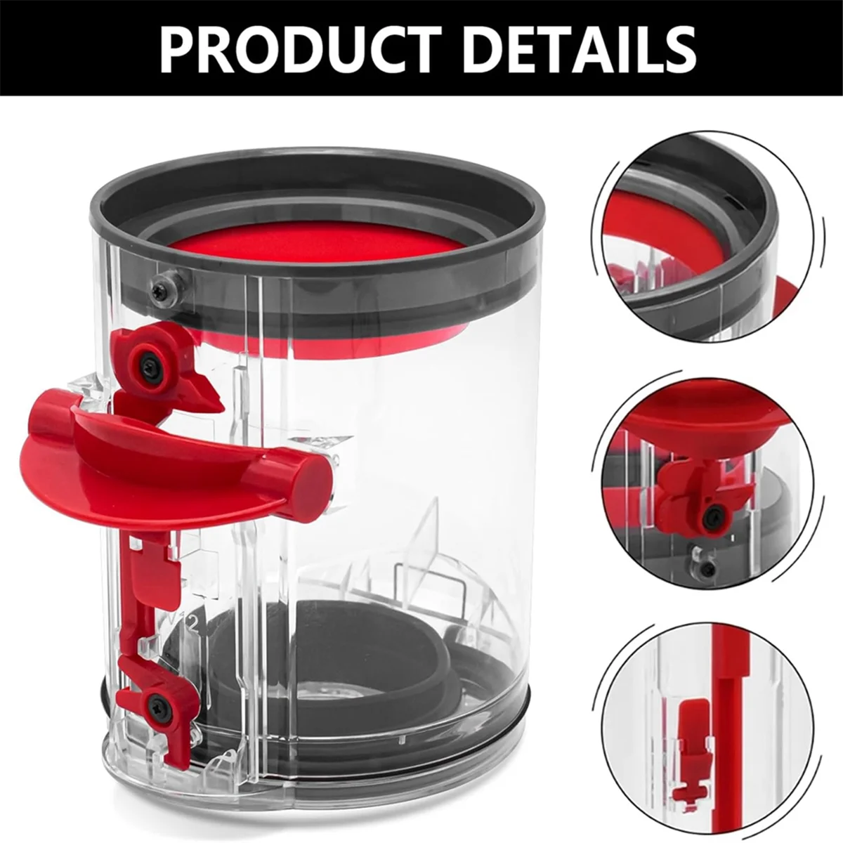 

RATE-eDust Bin for Dyson V10 Slim V12 Digital Slim Vacuum Cleaner Canister, Replacement Dust Bucket Collector with Hepa