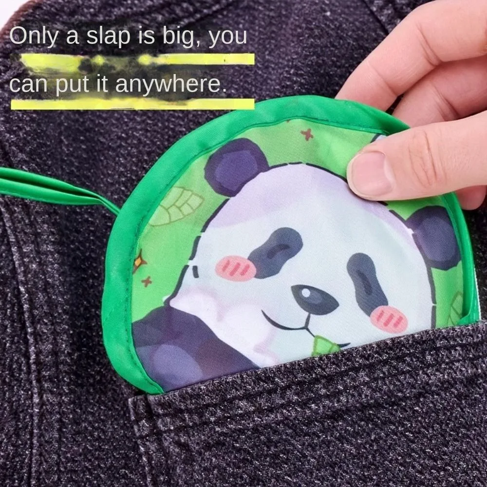 Frameless Spring Outing Pocket Kite Easy To Fly Handheld Cartoon Panda Wind Kites 50 Meter Kite Line Portable