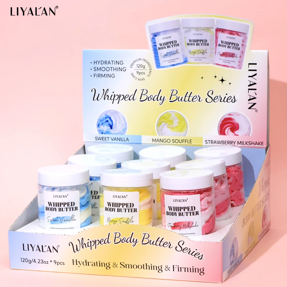 

9pcs/Box Whipped Body Butter Set Skin Moisturizing Nourishing Shea Butter Body Lotion Softens Smooth Rough Non-greasy Skin Care