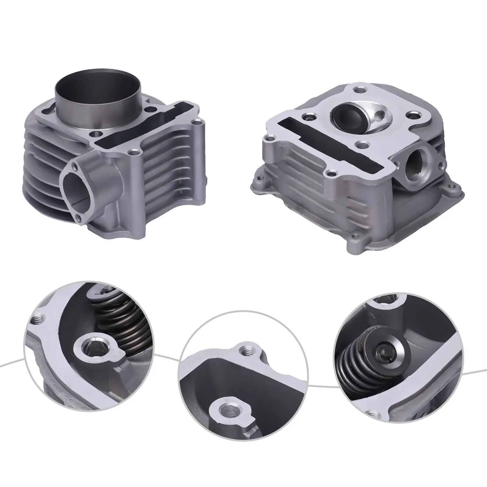 GY6 150cc 61mmビッグボアエンジンリビルドキット（シリンダーヘッド付き）、スクーター＆ATV用コンプリートオーバーホールキット