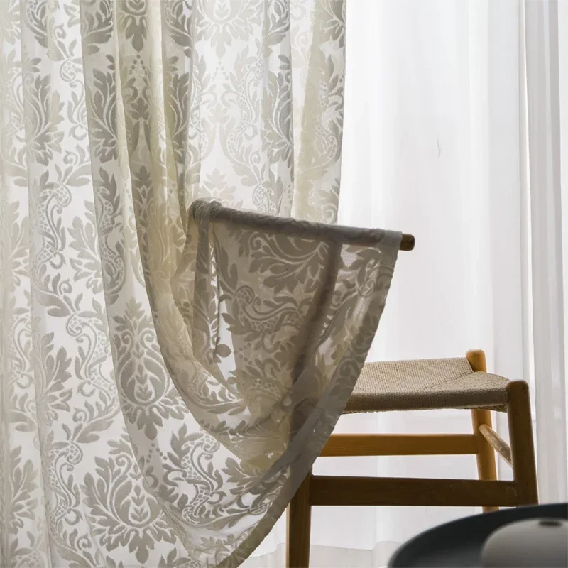 

New Curtains for Living Dining Room Bedroom Custom Retro High-grade Embossed Embroidery Door Window Curtain Room Decor