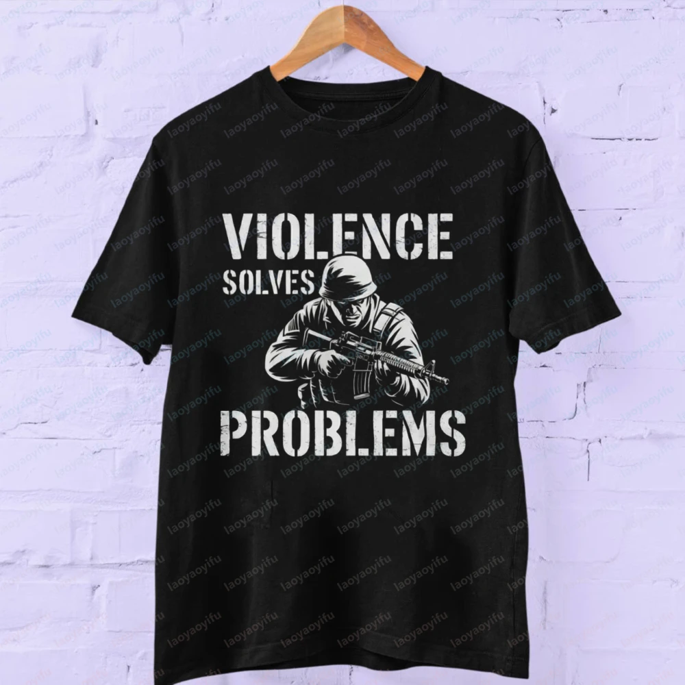 NEW Violence Solves Problems Soldier - Unisex SHIRT  Harajuku Vintage Clothes Y2k Tops Graphic T Shirts Shirts for Women Tee