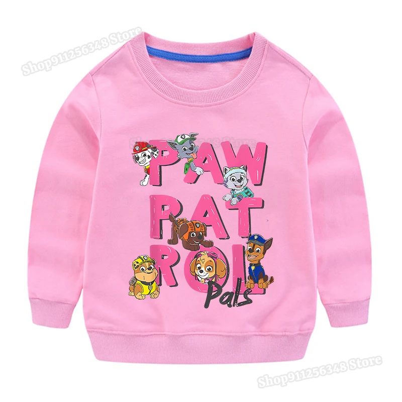 كارتون باو باترولز بلوزات الرقبة المستديرة للأطفال ربيع الخريف ارتداء هوديي لطيف أنيمي الشكل البلوز بوتيك الزي هدية