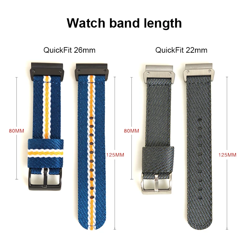 QuickFit Watch Band 22mm 26mm For Garmin Fenix 7X 6X Pro 5X 7 6/TACTIX DELTA Epix Gen 2 MARQ Descent G1 Nylon Replacement Strap