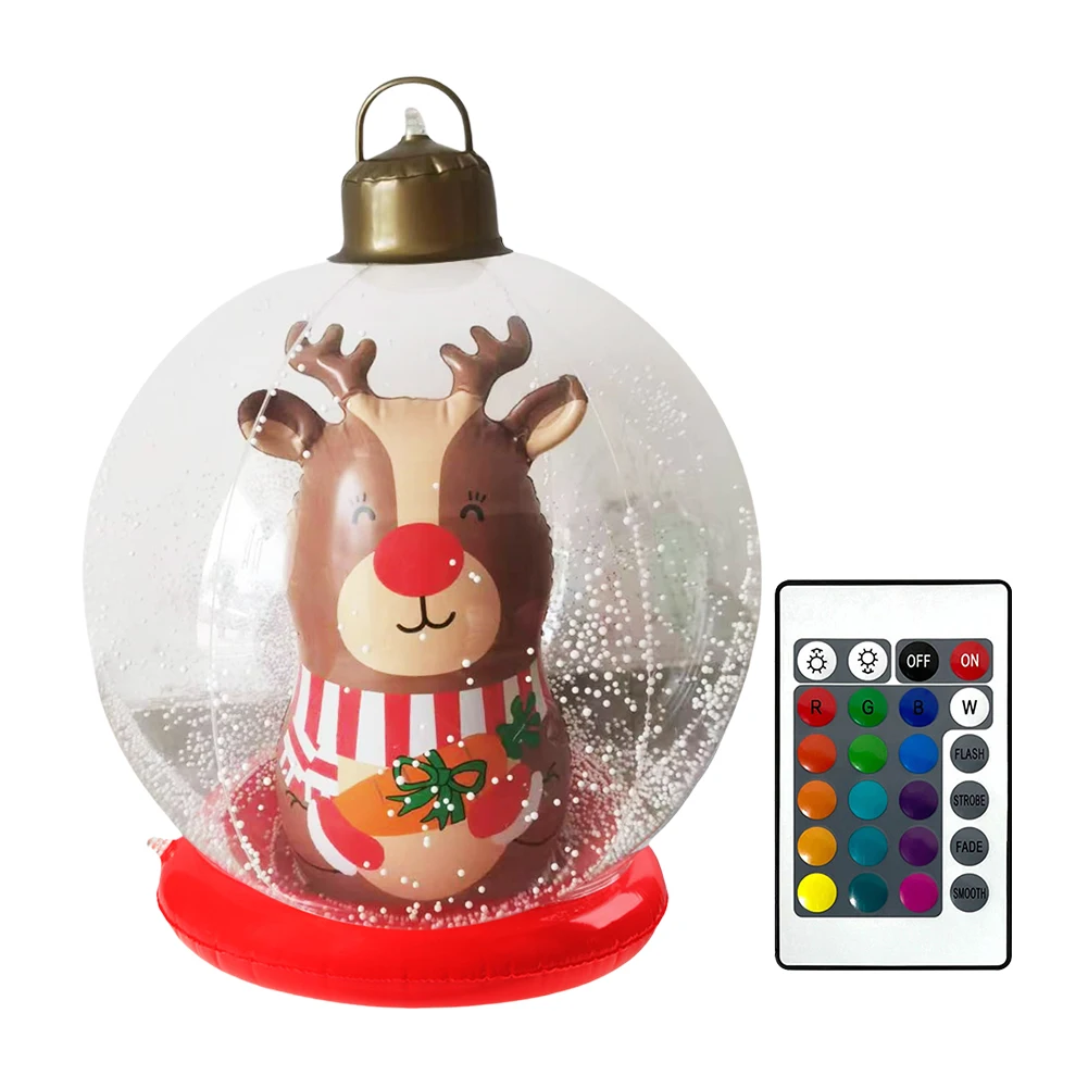 60cm 투명 대형 불빛 리모컨 PVC 야외 크리스마스 풍선 장식 공 휴일 마당 잔디 현관 장식