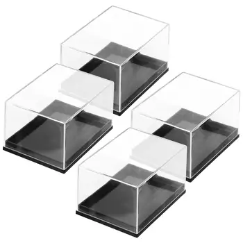 4Pcs Transparent Mineral Showcase Display Plastic Specimen Holder Sample Box Mini Cube Containers Man Cases Sample Display Boxes