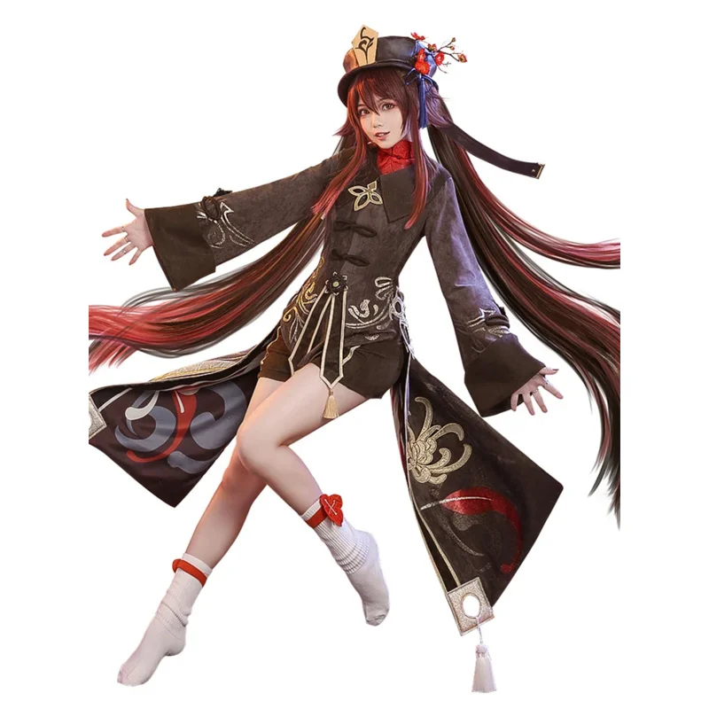 Hutao Costume Game Genshin Impact Hutao Figure Cosplay Wig Hat Coat Accessories Props Masquerade Halloween Set Woman's Gift