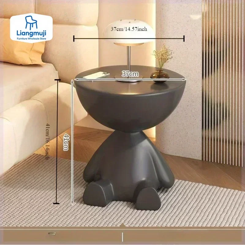 1pc Modern Round Matte Finish Side Table - Small Storage Rack Stool for Living Room, Bedside Nightstand, Minimalist Coffee Table
