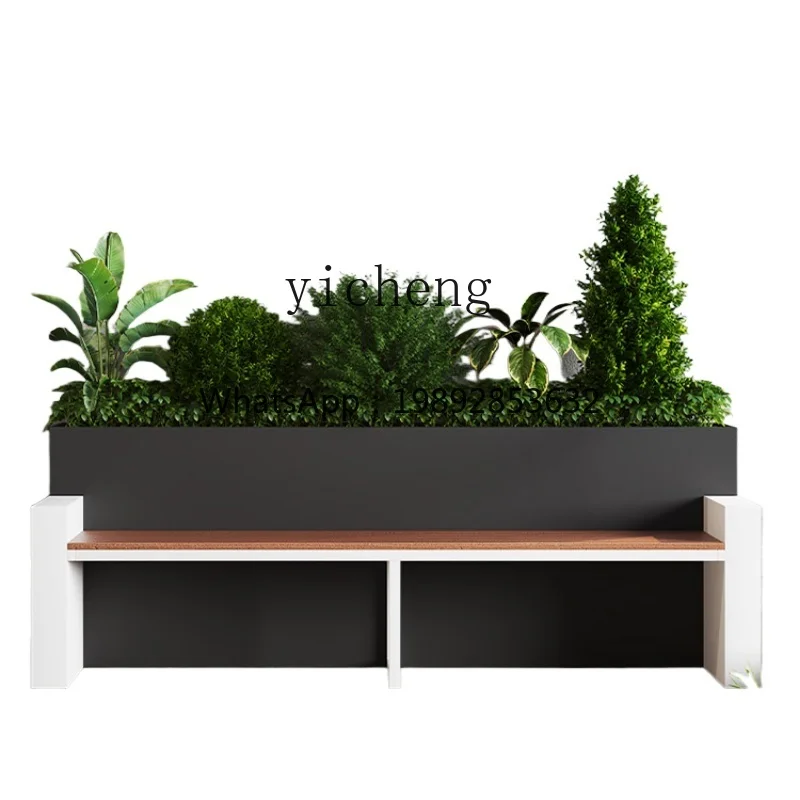 Outdoor Antiseptic Wood Flower Box Bench Courtyard Terrace Suspension Flower Box Seat Combination