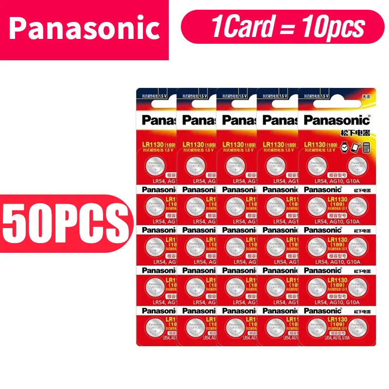 Panasonic AG10 LR1130 SR54 1.55V Alkaline Battery | 2-50PCS High Capacity Long Lasting for Watches, Toys, Calculators, Key Fobs