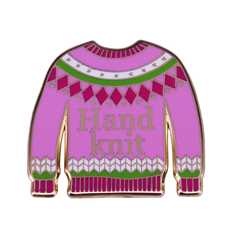 1 Stück handgestrickter Pullover-Emaille-Pin – Gemütliches Fair-Isle-Design, Vintage-Winterstil für den Alltag & Geschenke für Bastelliebhaber