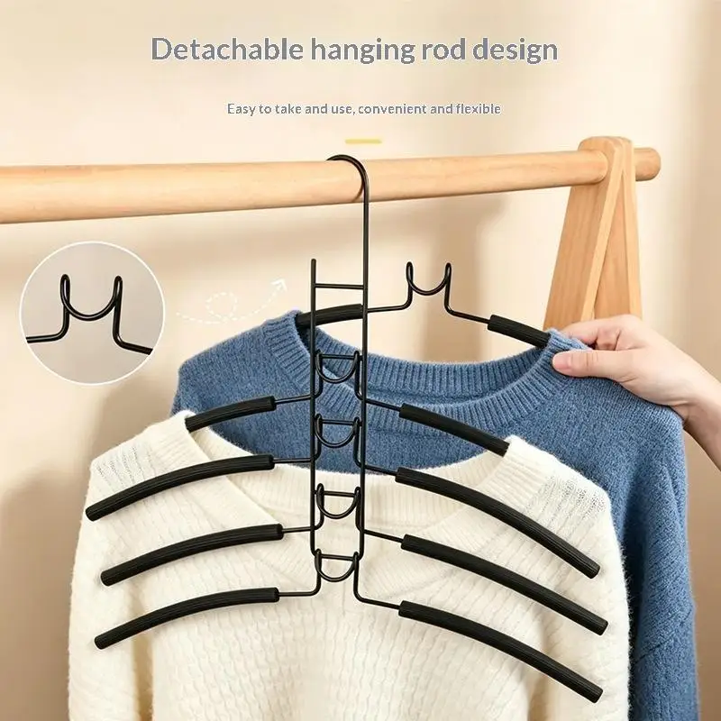 Clothes Hanger Space-Saving Metal Hangers Storage Hanger With Non-Slip Foam Pads Multi-Layer Design For Coats Sweaters Or Suits