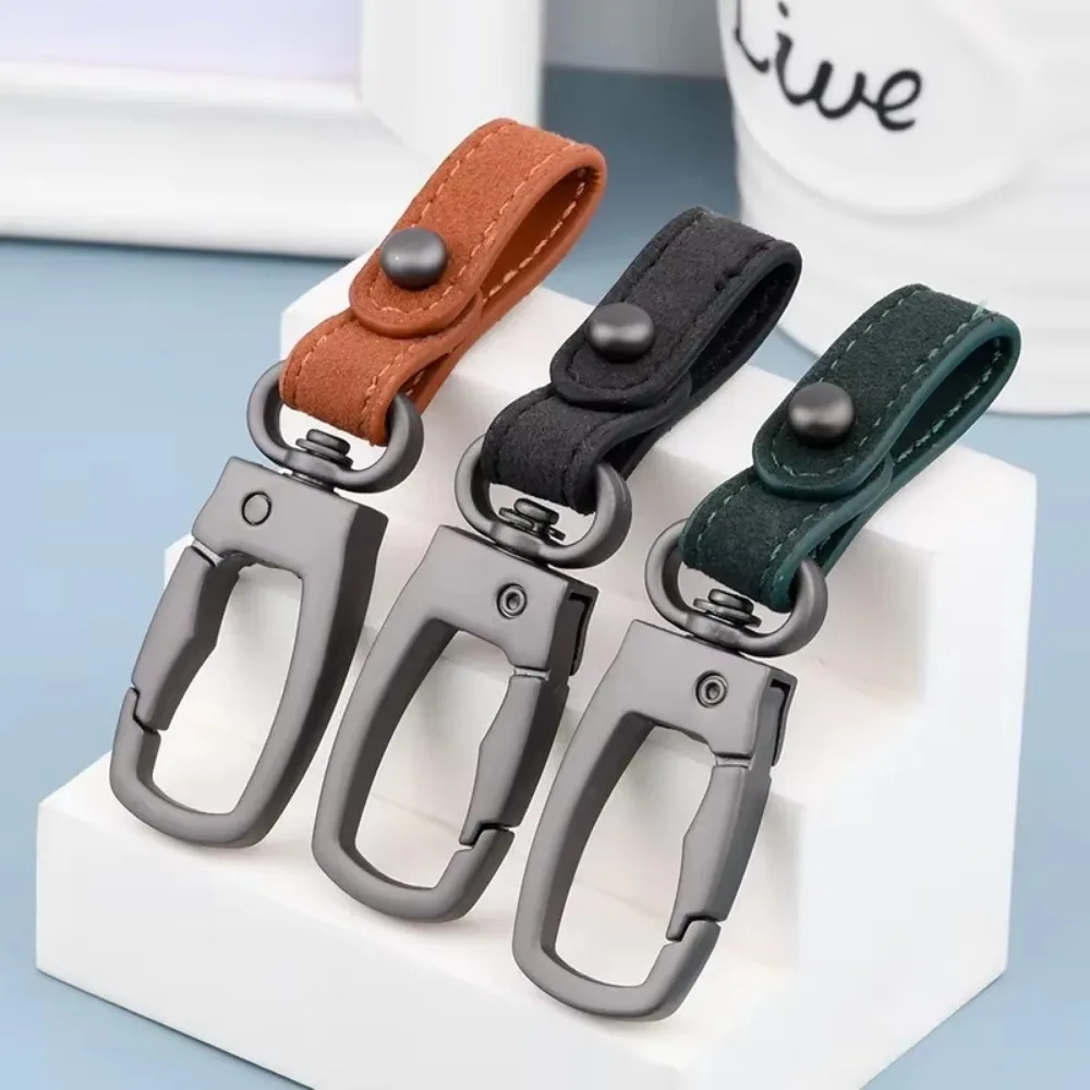 Leather Metal Fashion Keychain Men Ladies Essential Keyring Tri Color Bar Shaped Home Automobile Key Chain Anti Theft Detachable