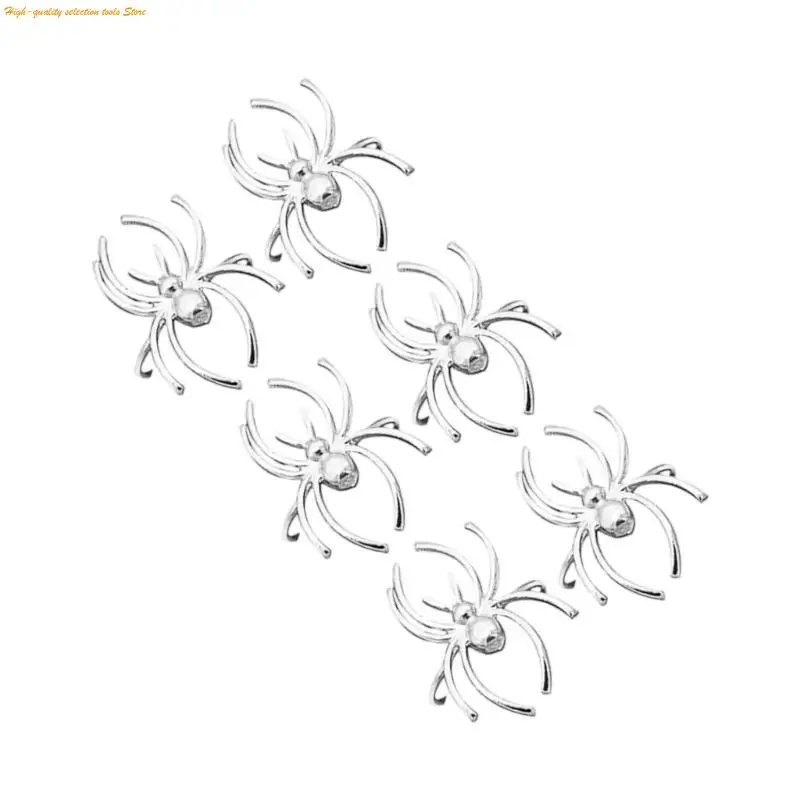 203F Alloy Spiders Napkin Clip Halloween Dining Table Centerpieces Decorations Set